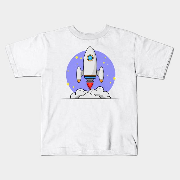 Rocket Launching Cartoon Kids T-Shirt by dewarafoni